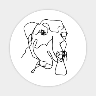 Leon the Labsky Blind Contour Illustration Magnet